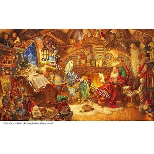 画像1: HAED(Heaven and Earth Designs)図案（チャート） - Scott Gustafson - St. Nick in His Study (1)