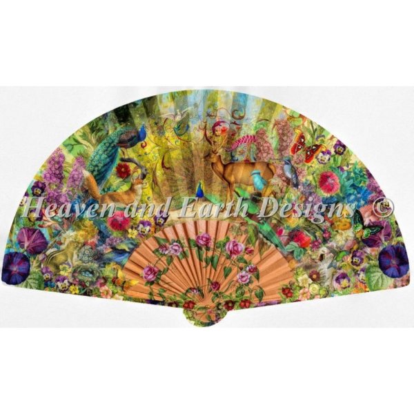 画像1: クロスステッチ キットAbundant Garden Fan 25ct - HAED(Heaven And Earth Designs) - (1)