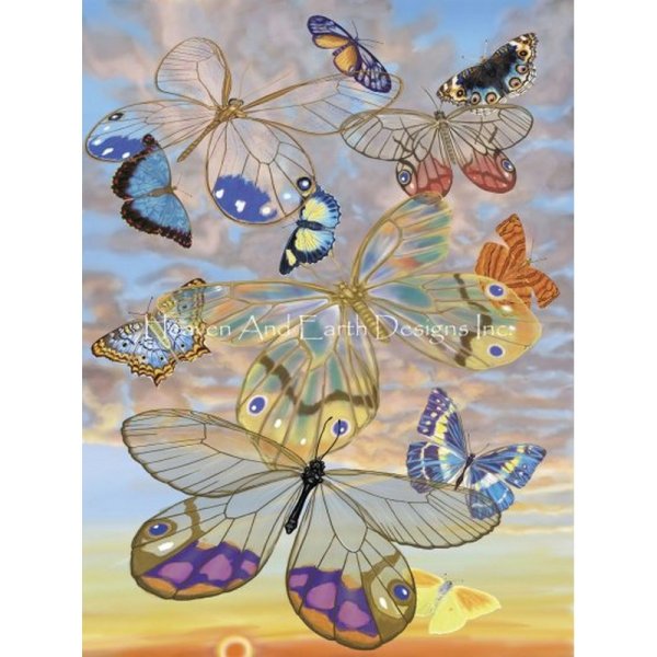 画像1: クロスステッチ図案[HAEDミニ]Mini Butterflies Clouds 2-HAED(Heaven and Earth Designs) (1)