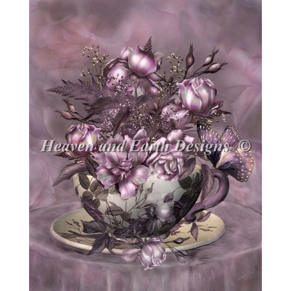 画像1: クロスステッチ キット[HAEDミニ] Mini Tea And Roses 25ct -Heaven and Earth Designs (1)