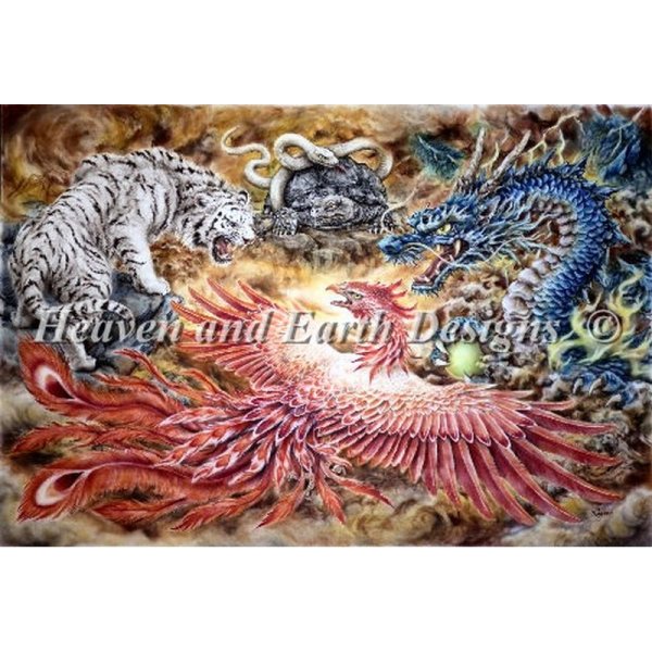 画像1: クロスステッチ キット[HAEDレギュラー] Four Heavenly Beasts 25ct -Heaven and Earth Designs (1)