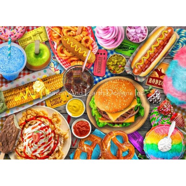 画像1: クロスステッチ キット[HAEDレギュラー] Fun Fair Food Max Colors 25ct布＋刺繍糸（図案なし） -Heaven and Earth Designs (1)