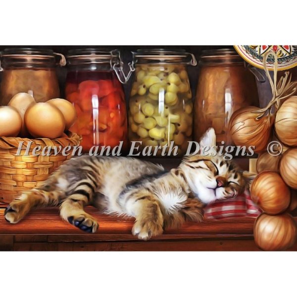 画像1: クロスステッチキット（ 準備済み）[HAED QS] QS Ye Old Kitchen Kitten 25ct -Heaven and Earth Designs (1)