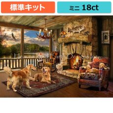 画像1: クロスステッチ キット（標準）[HAEDミニ] Mini Lakeside Cabin 18ct -Heaven and Earth Designs (1)