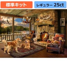 画像1: クロスステッチ キット（標準）[HAEDレギュラー] Lakeside Cabin 25ct -Heaven and Earth Designs (1)