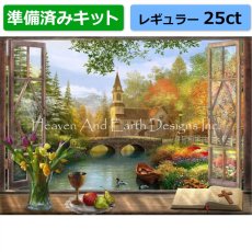 画像1: クロスステッチ キット（準備済み）[HAEDレギュラー]Autumn Church Frame 25ct -Heaven and Earth Designs (1)