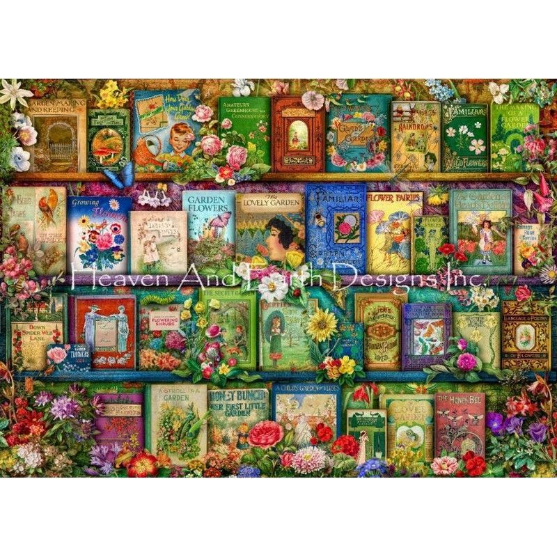 クロスステッチキット[HAED レギュラー]Vintage Summer Garden Book Shelf 25ct - HAED(Heaven  and Earth Designs)