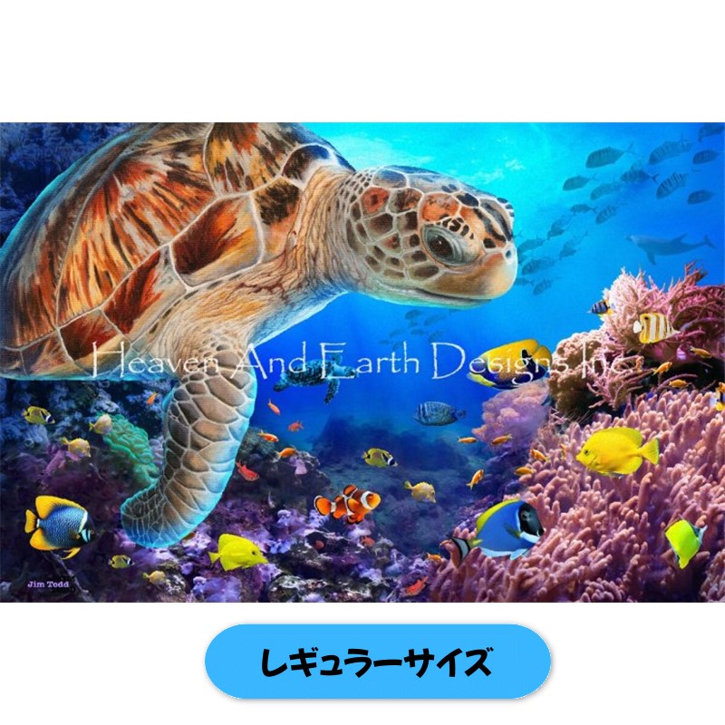 クロスステッチキット【HAEDレギュラー】 Sea Turtle JT - Heaven and Earth Designs(HAED)