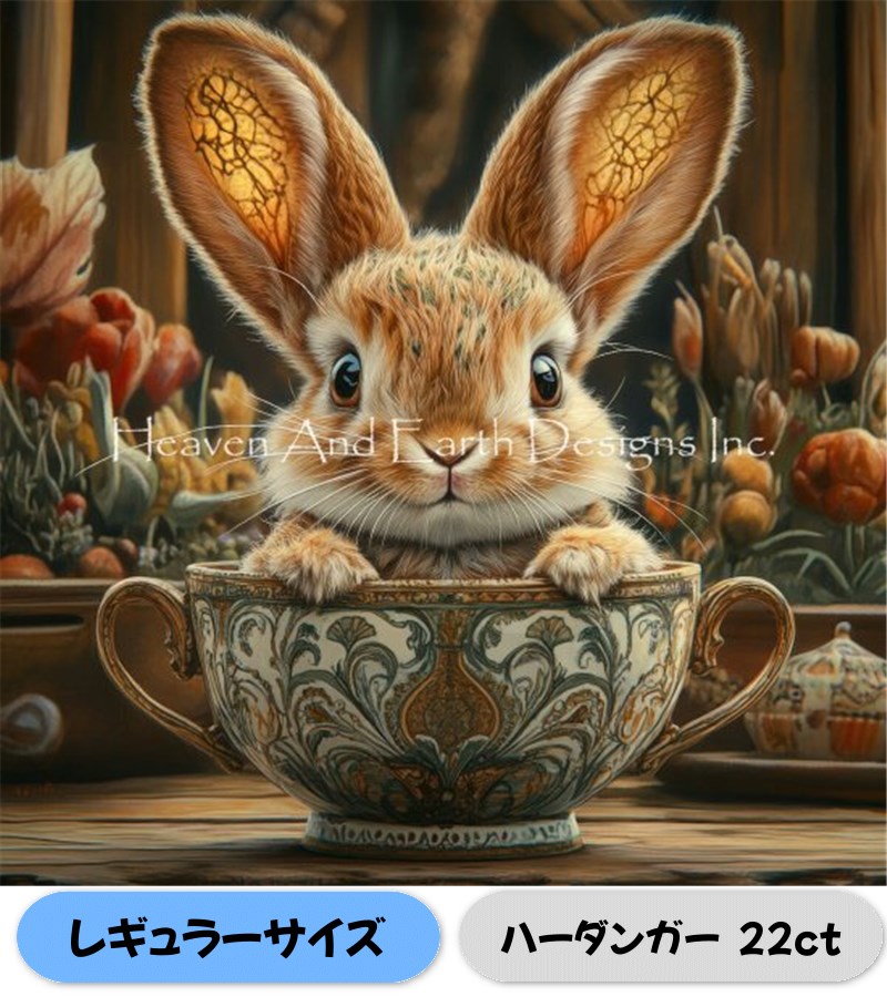 クロスステッチキット 【HAEDレギュラー】Adorable Tiny Bunny 22ctハーダンガー＋糸（図案なし）- Heaven and Earth Designs(HAED)